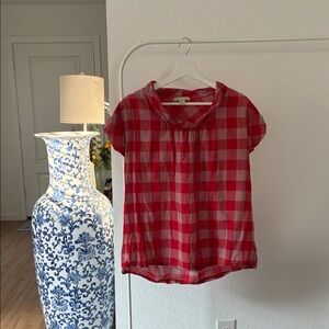 Forever 21 Red Plaid Cowl Neck Top